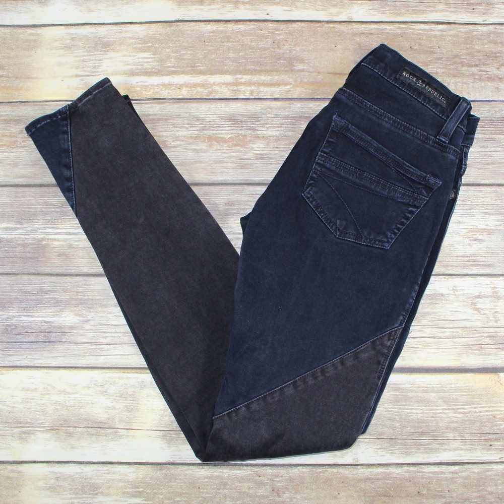 Rock & Republic Navy/Black Kylie Jegging size 2M - Picture 2 of 5